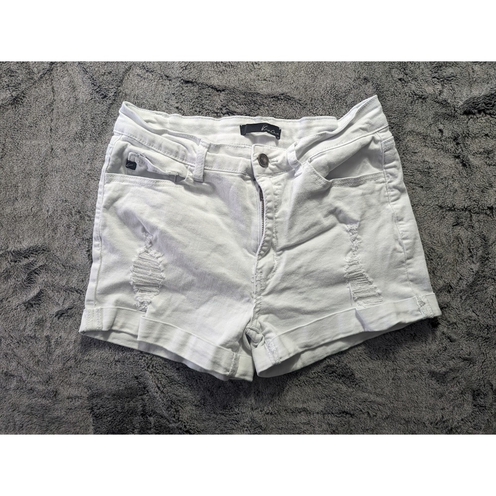 KanCan Cuffed Distressed Shorts Women's Size 9/28 White - Picture 1 of 11